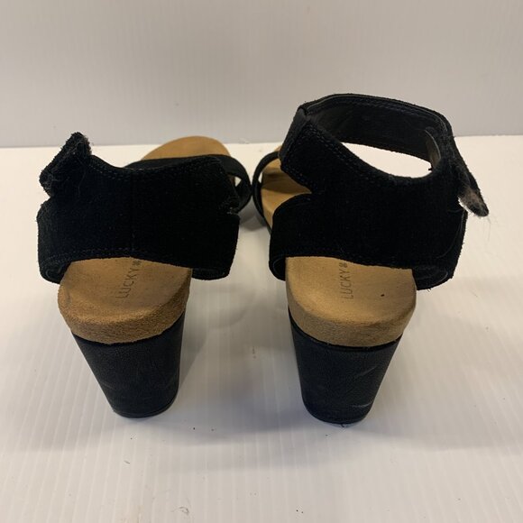Lucky Brand.  Black strappy, wedge heel.  Sz 6 Womens. - Picture 3 of 5